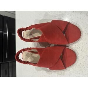 Cole Haan Women's Red Suede Block Heel Sandals Size 7.5 B
